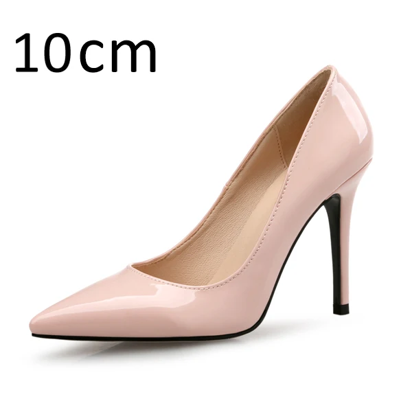 Pink Pumps 10cm Брендовая обувь на высоком каблуке; женские туфли-лодочки из натуральной кожи; обувь для вечеринок; женская обувь с острым носком; сезон весна-осень; женские туфли-лодочки размера плюс; Цвет Черный - Цвет: Pink Pumps 10cm