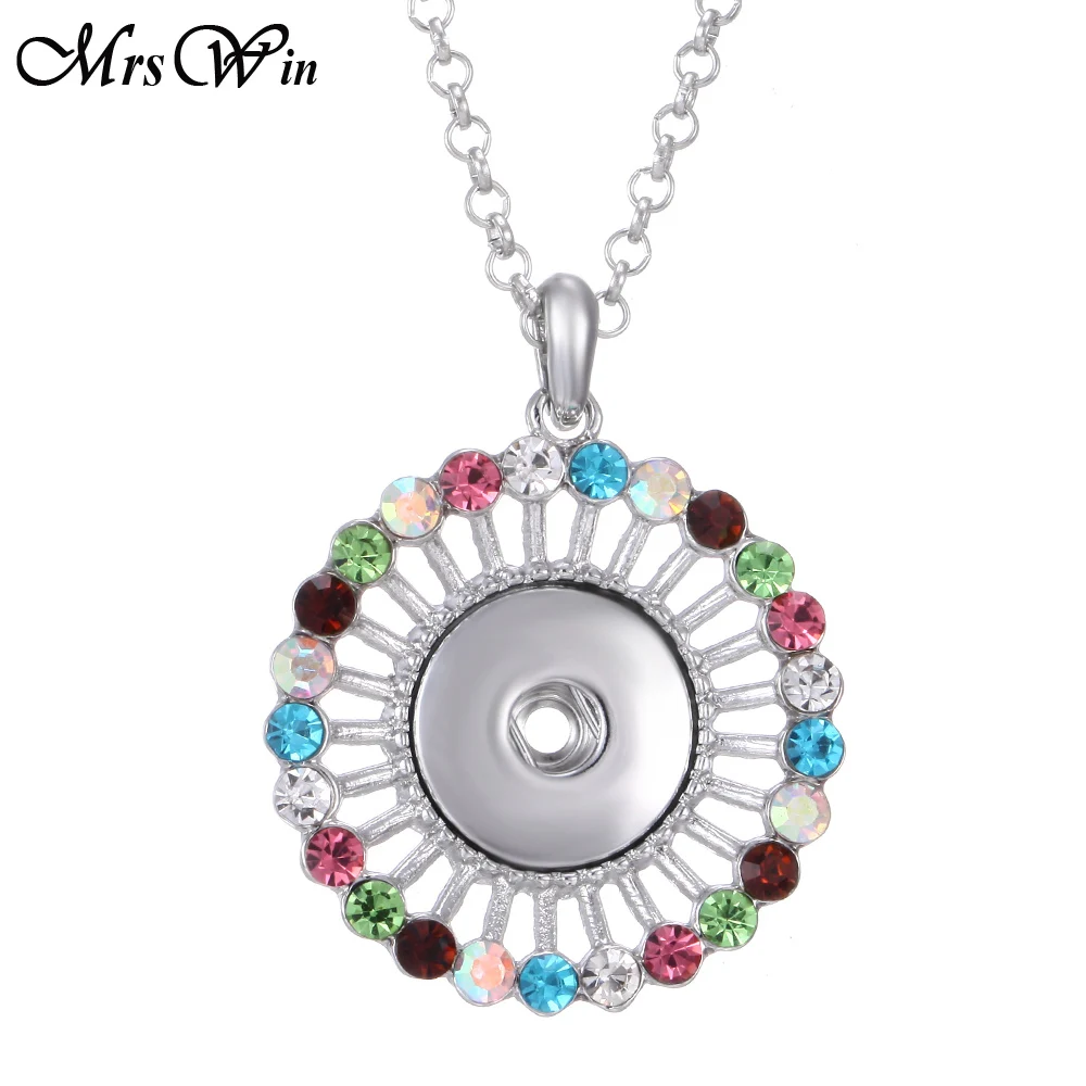 Новый стиль ожерелье с подвеской Стразы Круглый 18 мм кнопкой для женщин DIY