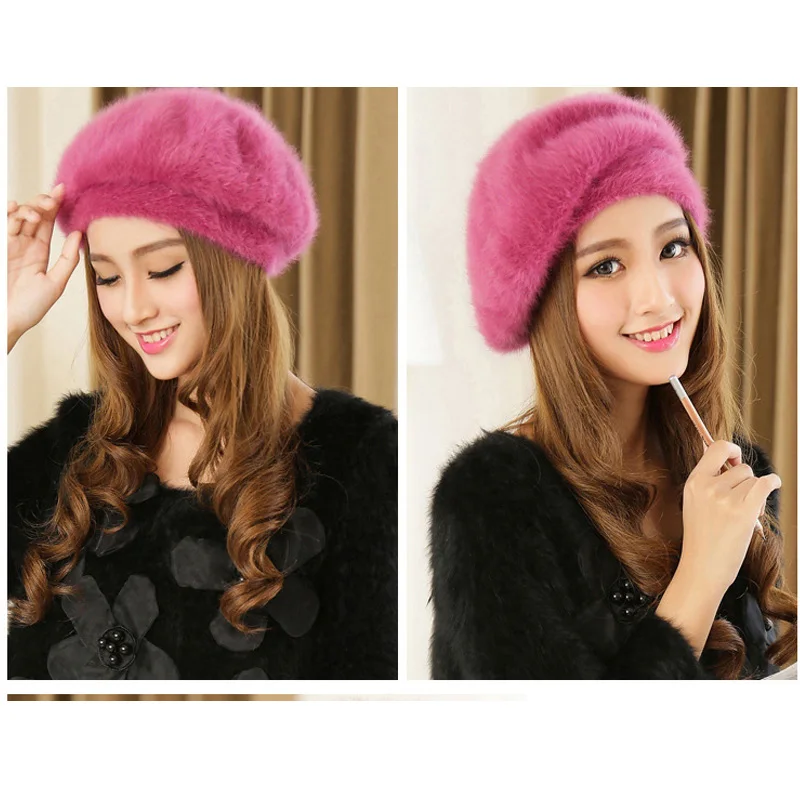 Korea Style Female Cute Fur wholesale sable beret qiu dong female knitting rabbit hair fashion hat |