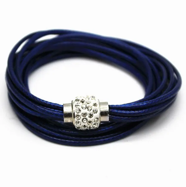 color as picture 1 шт. Pulseiras Femininas Многослойная Веревка Цепь магнитные хрустальные браслеты из бусин Пряжка кожаная обертка - Окраска металла: color as picture