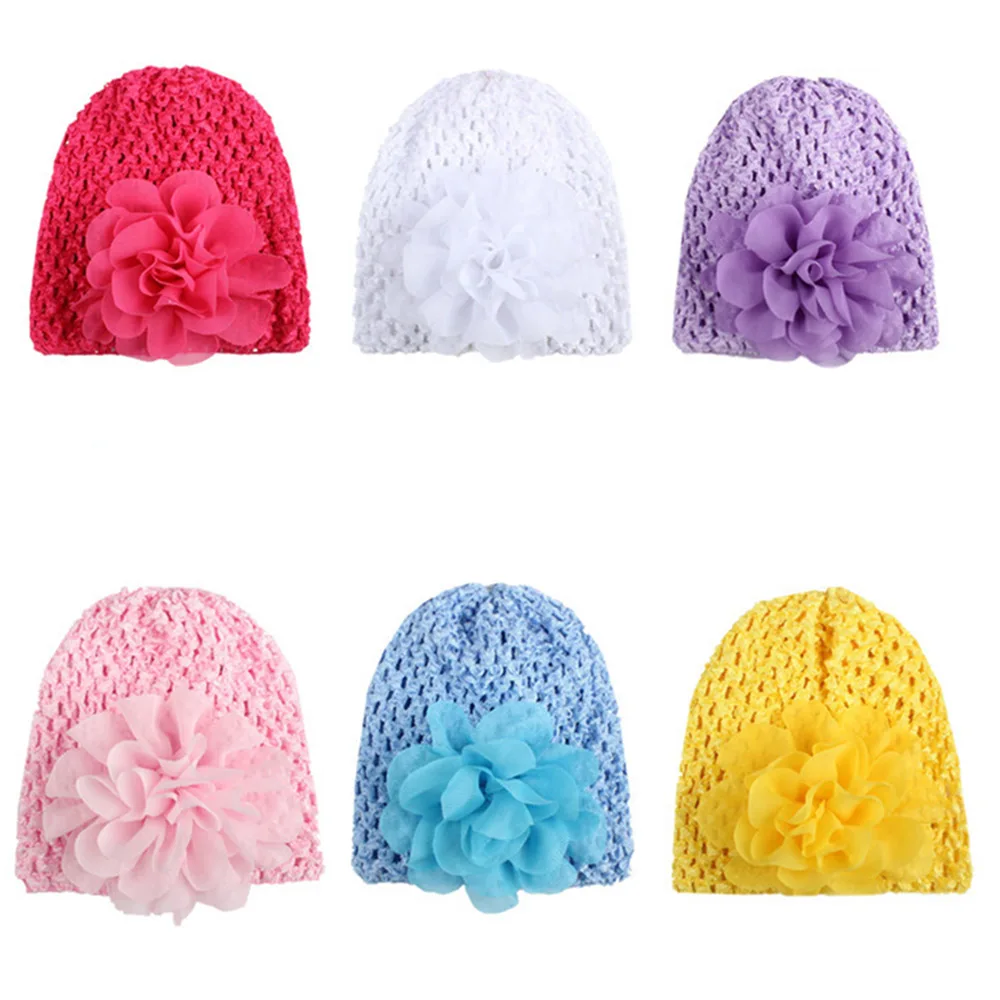 

Rose Flower Style Children Turban Grid Headband Solid Color Headwraps