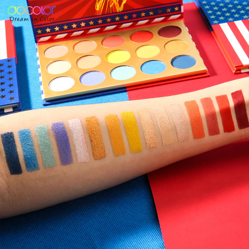 Docolor, 13 шт., кисти для макияжа, косметическая основа, пудра, румяна, тени для век, Кисть для макияжа и 15 цветов, блестящая палитра теней для век