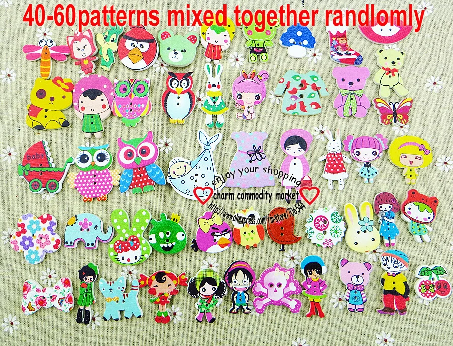 25 шт/25 шт. ремесла Смешанные Окрашенные мультфильм деревянные пуговицы Diy Швейные