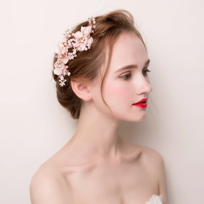 Романтические заколки для волос с розовым цветком модные корейские свадебные