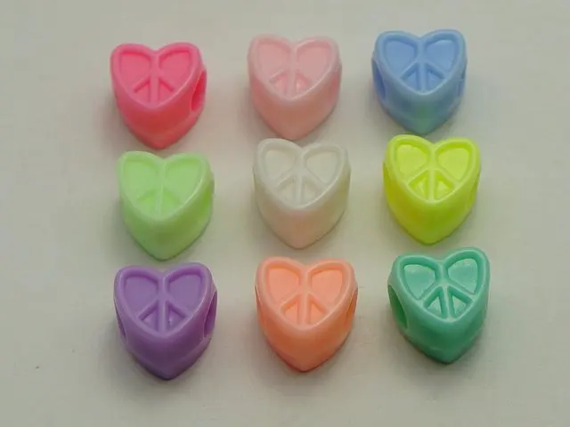 200 Mixed Pastel Color Acrylic Cute Love Heart Pony Beads for Kids Kandi Craft | Украшения и аксессуары