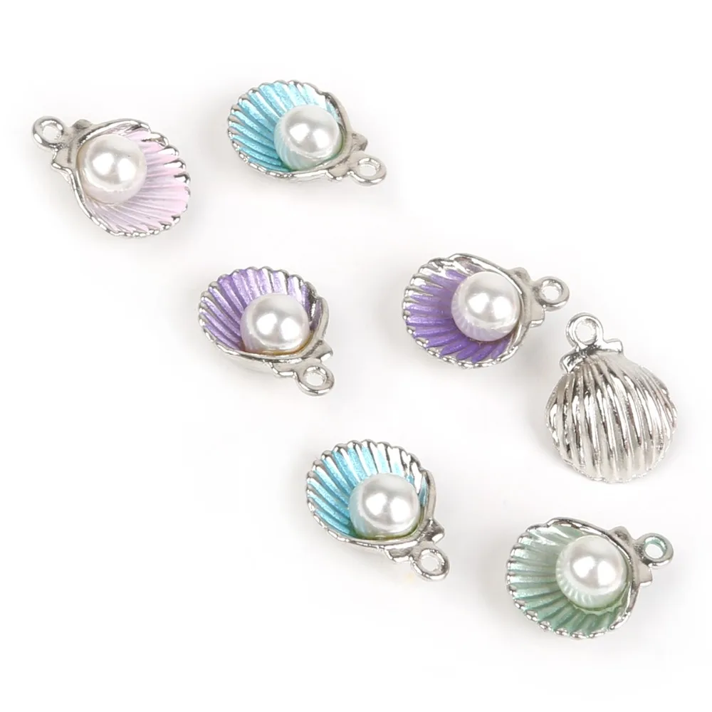 Изысканные ювелирные аксессуары в форме раковины с белыми жемчужными бусинами DIY