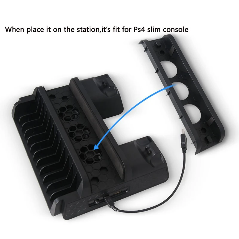 PS4 многофункциональная вертикальная подставка с охлаждающим вентилятором +