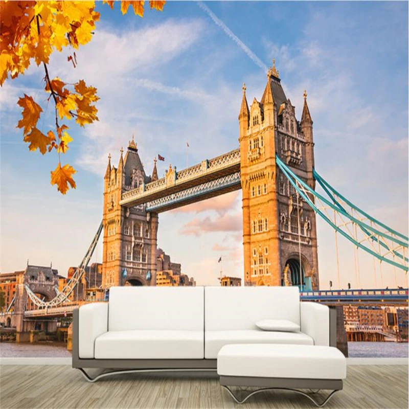 3d обои на заказ Британский Лондонский Тауэрский мост декорации ТВ фон гостиная