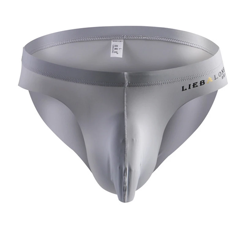 Мужские трусы брифы из вискозы черные однотонные дышащие с U образным выпуклым