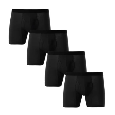 4black Jerrinut мужские трусы-боксеры мужские хлопковые трусы длинные дышащие однотонные гибкие пляжные шорты боксеры сексуальное мужское нижнее белье - Цвет: 4black