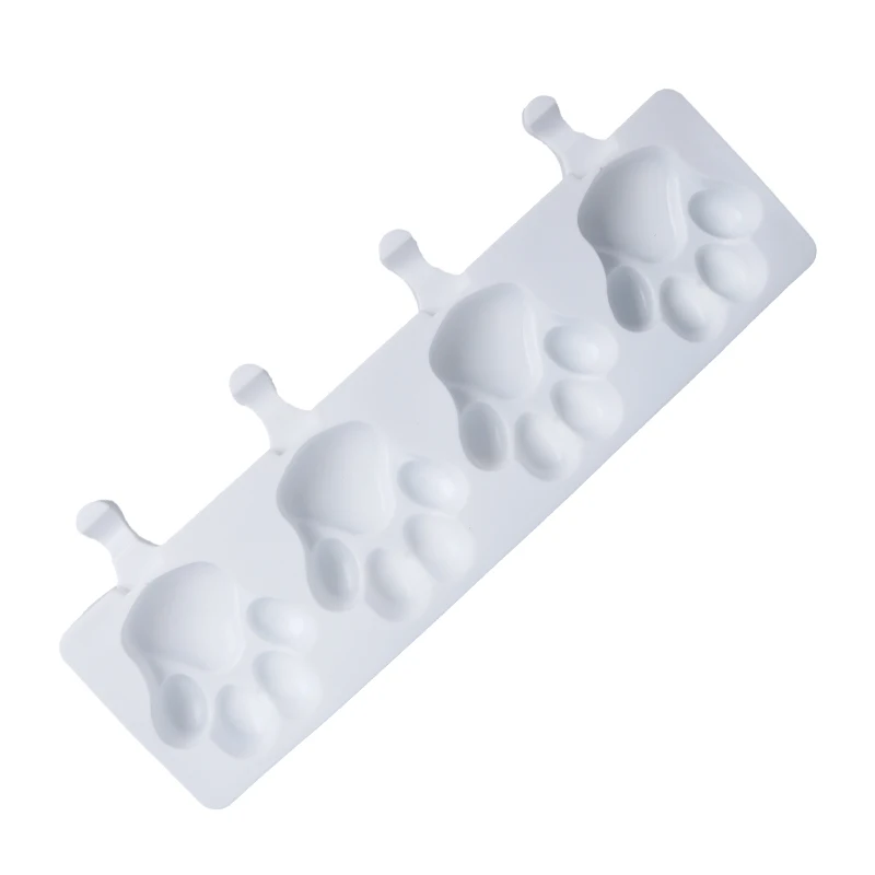 Meibum 4 Cavity Bear Paw Shape Ice Cream Silicone Mold DIY Juice Popsicle Mould Chocolate Dessert Decorating Tray Making Tools