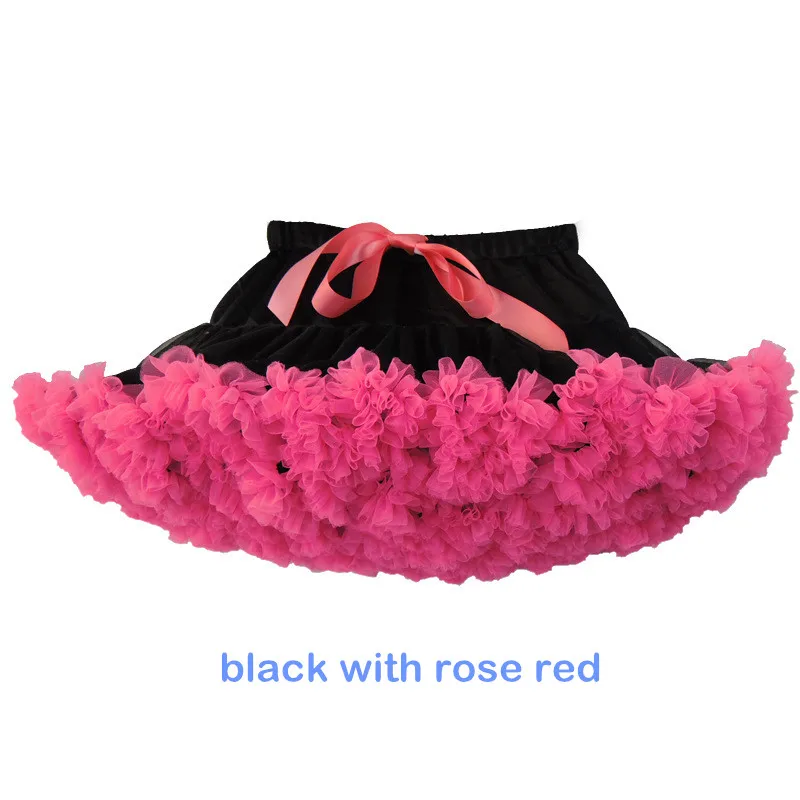 black with rose red Юбка-пачка для девочек пушистый фиолетовый балетный Одежда для маленьких девочек вечерние юбки для танцев из тюля мини-юбка-пачка Saia infantil menina falda - Цвет: black with rose red