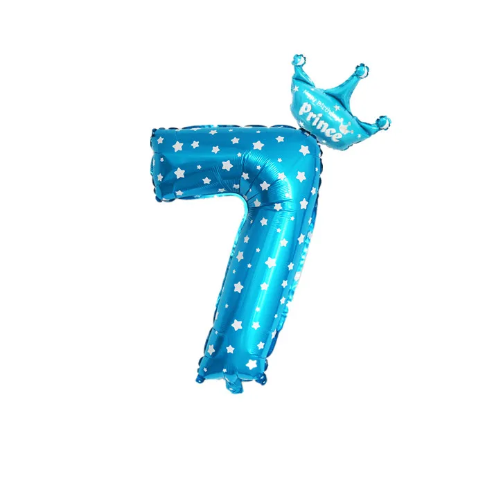blue 2 шт 32 дюйма розовый и голубой номер цифра фольги шары 1 2 3 4 5 6 7 8 9 лет Дети Мальчики Девочки День рождения корона фольги шар Декор - Цвет: blue