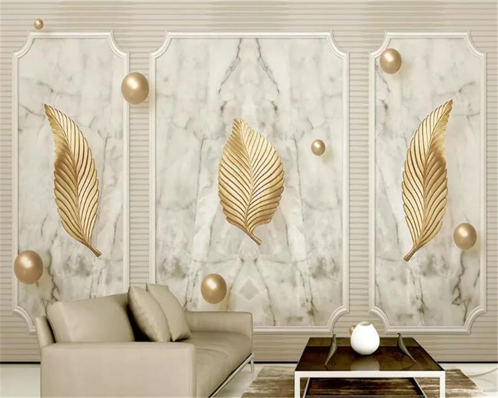 Beibehang behang пользовательские фото обои 3D модные золотые листья гостиная спальня ТВ
