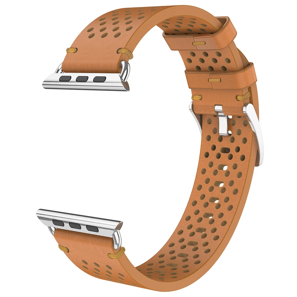 HOCO дышащий ремешок из натуральной кожи для Apple Watch серии 4 3 2 1 ремешок для часов iWatch браслет 44 мм 42 мм 40 мм 38 мм ремешок