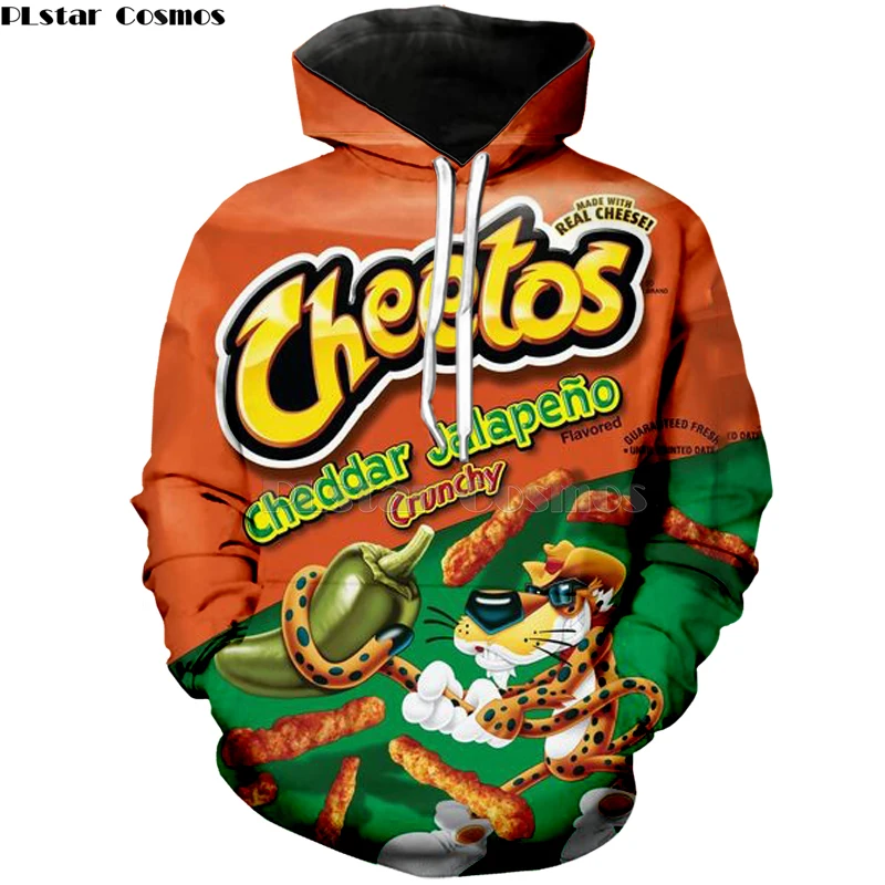 Новинка,, худи Cheetos 3D, толстовки Harajuku для мужчин и женщин, пуловер с длинным рукавом, толстовка с капюшоном, повседневный брендовый спортивный костюм с принтом