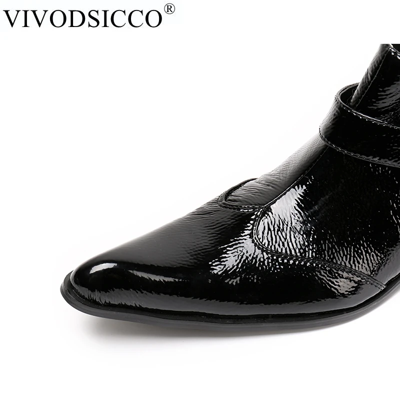 VIVODSICCO/Роскошные модные официальные Мужские модельные ботинки; Мужские модельные туфли из натуральной кожи; ботильоны с пряжкой и ремешком; вечерние ботинки в байкерском стиле