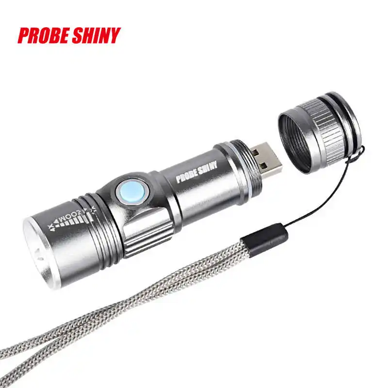 Зонд яркий регулируемый светодиодный зум 3000 лм мощный фонарик мини USB