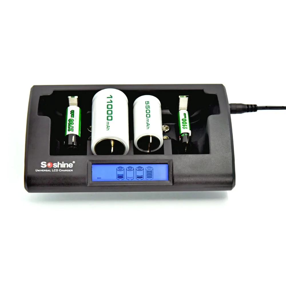 Soshine CD1 LCD универсальное NiMH зарядное устройство для батареи AA AAA C D 9V|Зарядные