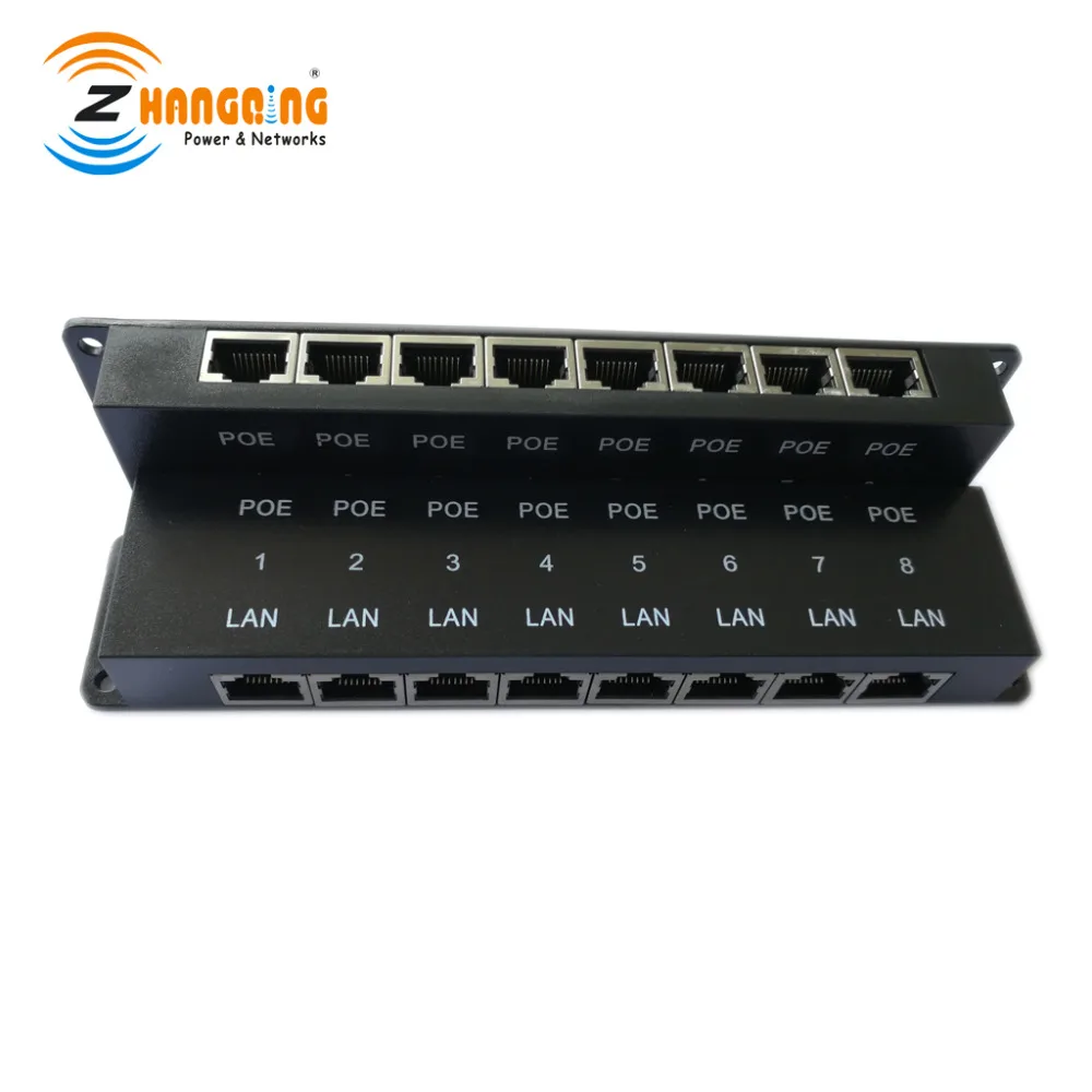 Пассивный POE инжектор с 8 портами безопасности Power over Ethernet для IP сетевой камеры