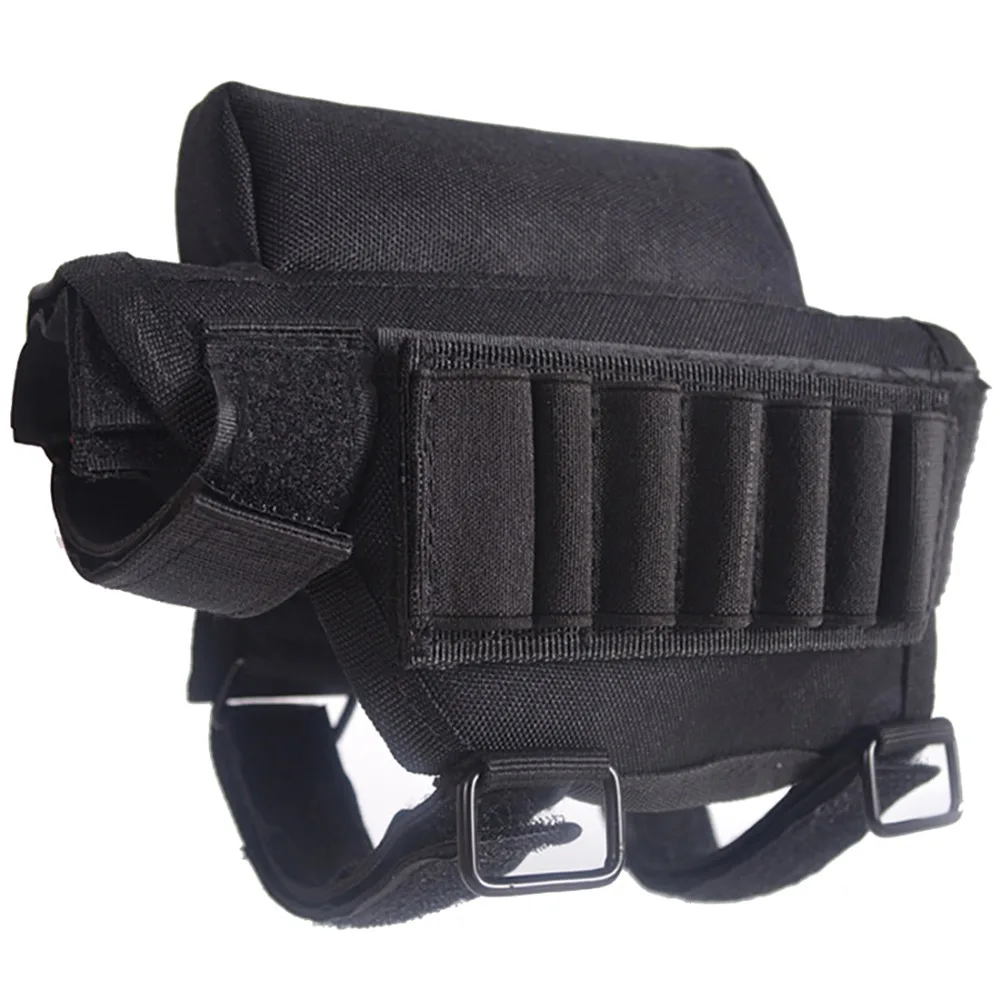 Держатель патронов на приклад охотничьей винтовки с подушкой для щеки и 7 насадками для винтовки, универсальный комплект аксессуаров для использования на открытом воздухе с карманным отсеком.