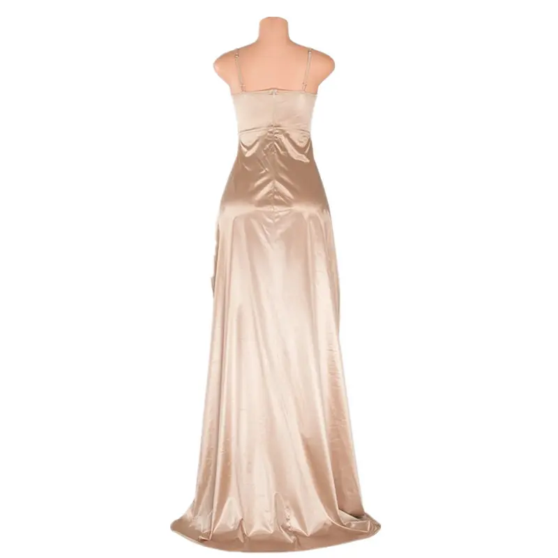 

Women Satin Long Dresses 2017 Summer Club Party Vestidos Split Elegant Maxi Dress Slim Spaghetti Strap Robe Sexy Beach Wear