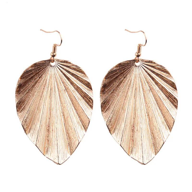 gold color 4 Girlgo модные серьги в виде металлического листа для женщин геометрические длинные женские серьги-подвески Золото Серебро Цвет Винтаж Бижутерия - Окраска металла: gold color 4