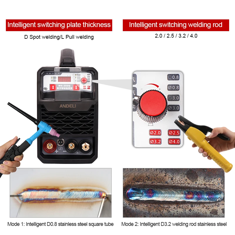 Andeli Smart Draagbare Enkele Fase Igbt инвертор Tig-250g Tig Lasapparaat Tig/mma Argonbooglassen сварочный аппарат 2 в 1 Lassen
