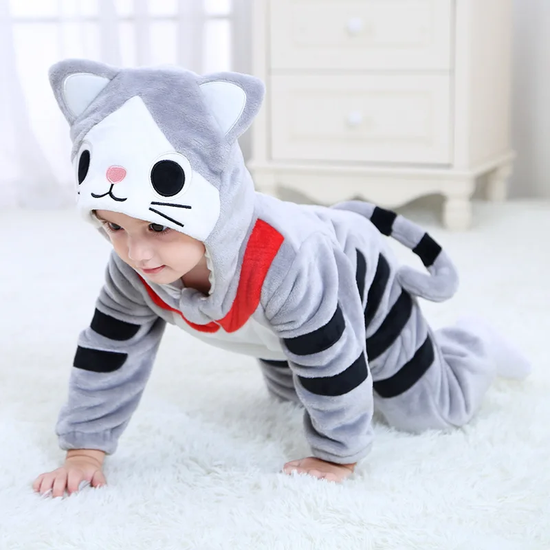 baby Romper girls pajamas clothe infant 2018 winter Autumn boys Cartoon dog Flannel Warm onesie Hooded Sleepwear | Детская одежда и