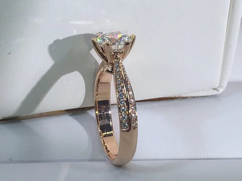 100% 18K 750Au золото Moissanite АЛМАЗНОЕ КОЛЬЦО D Цвет VVS с национальным сертификатом MO