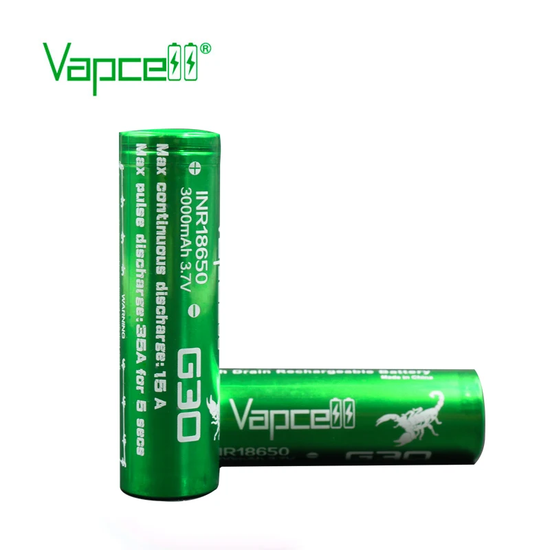 4pcs Vapcell 18650 battery 3000mah 15A / 35A li-ion rechargeable batteries Rewrap G30 3.7V for box mod vape | Электроника