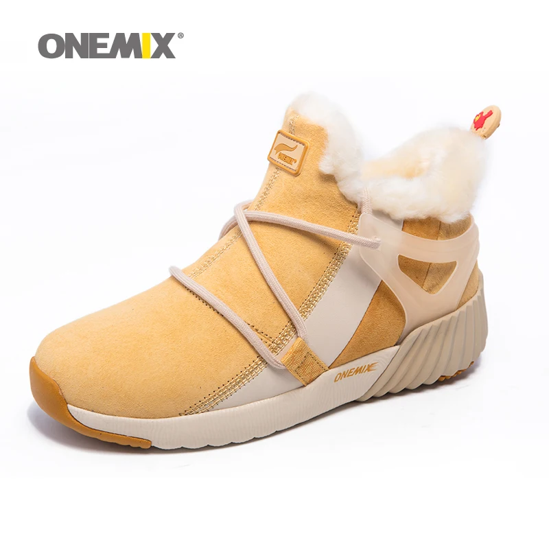 Новинка зимние мужские ботинки ONEMIX теплые шерстяные кроссовки уличная