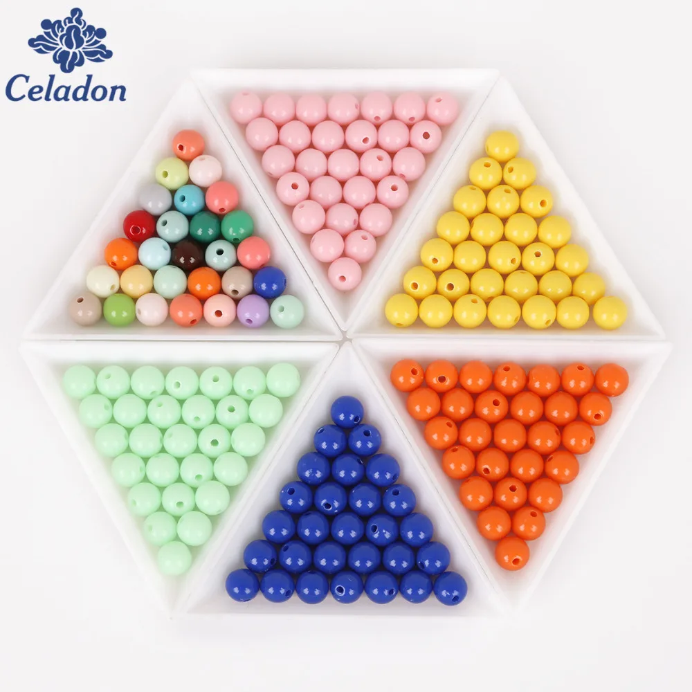100 шт./лот разноцветные 8 мм блестящие пластиковые акриловые бусины россыпью для