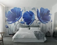 beibehang modern custom environmentally friendly vintage blue hand painted oil painting floral background wallpaper papier peint