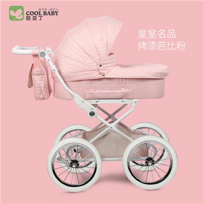 Coolbaby королевская детская коляска Двусторонняя подвеска высокий пейзаж Четыре Колеса Тележка Горячая - Цвет: Pink B