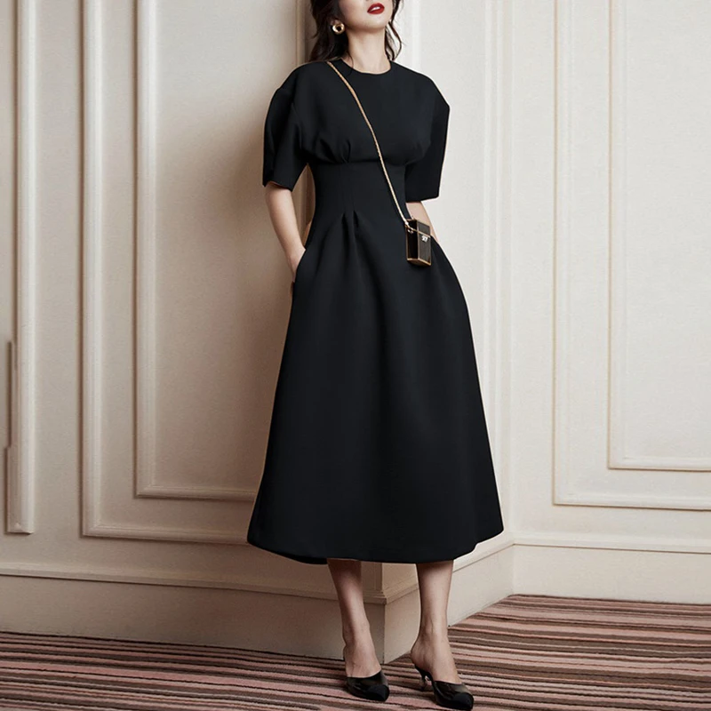 Женское облегающее платье Max Spri офисное ТРАПЕЦИЕВИДНОЕ ПЛАТЬЕ с круглым вырезом