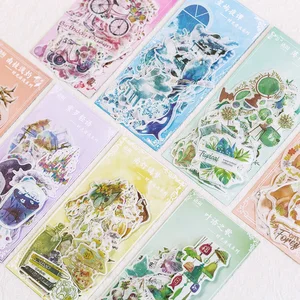 60 шт.лот клейкие наклейки на природу, растения, животные, клейкие бумажные наклейки, наклейки для украшения ноутбука