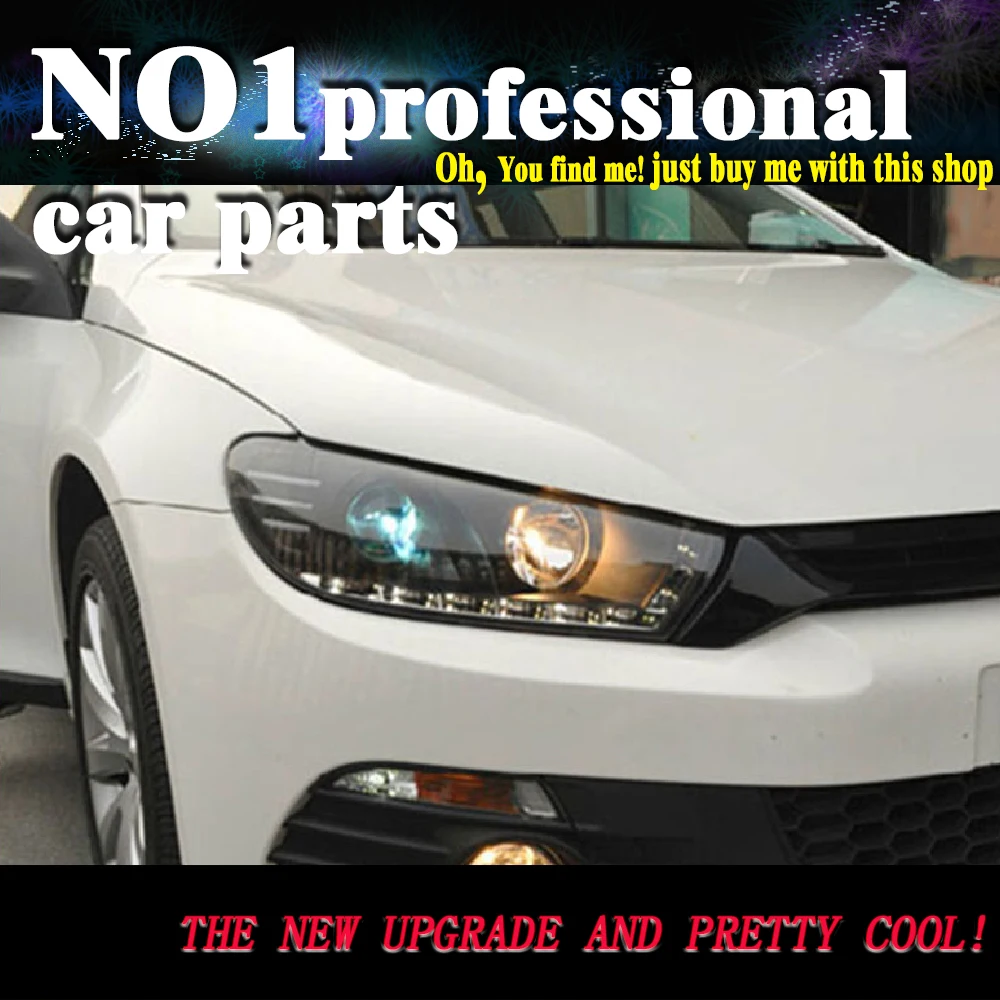 

car accessories for V.W Scirocco Headlights 2009-2017 Scirocco LED Headlight DRL Lens Double Beam H7 HID Xenon bi xenon lens