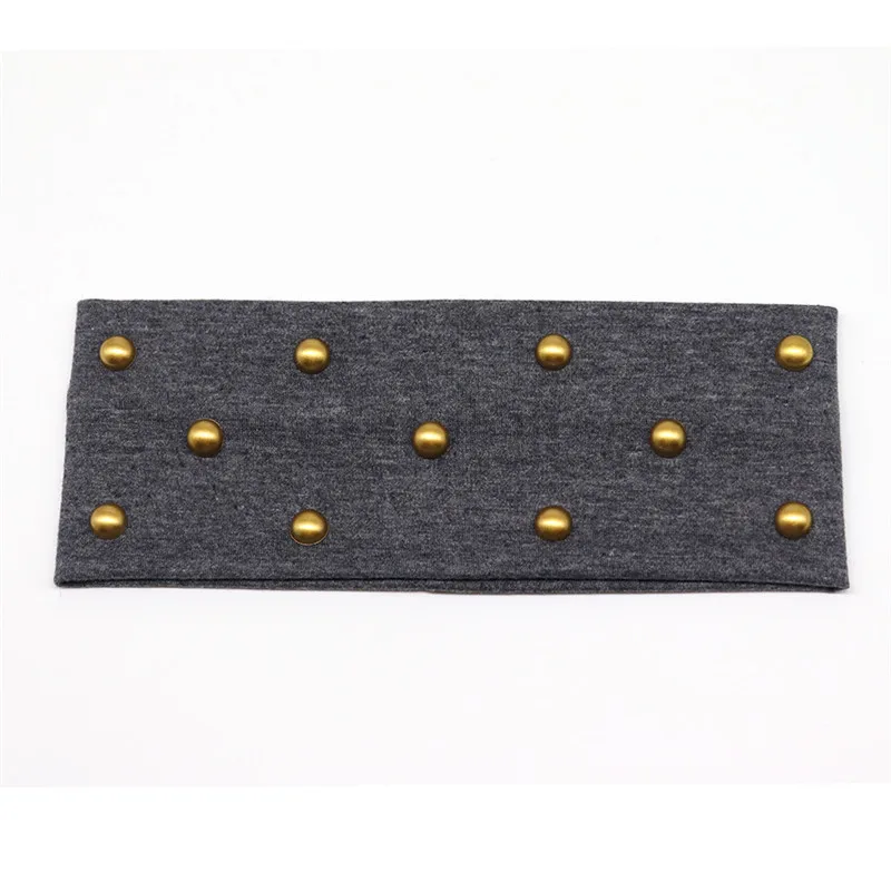 Dark Grey Gold Женский ободок на голову с жемчугом модные стразы эластичные плоские хлопковые эластичные повязки на голову для девочек повязка на голову ручной работы - Цвет: Dark Grey Gold