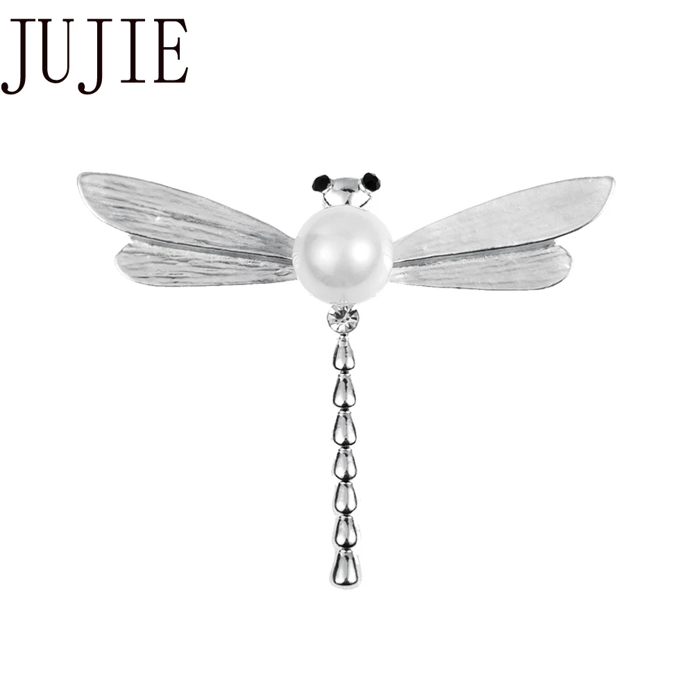 

JUJIE Fashion Pearl Dragonfly Brooches For Women 2019 Insect Animal Brooch Pins Clothing Scarf Jewelry Dropshipping
