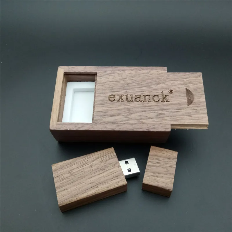 Деревянный USB флеш накопитель exuanck с коробкой 2 0 лазерная гравировка накопители