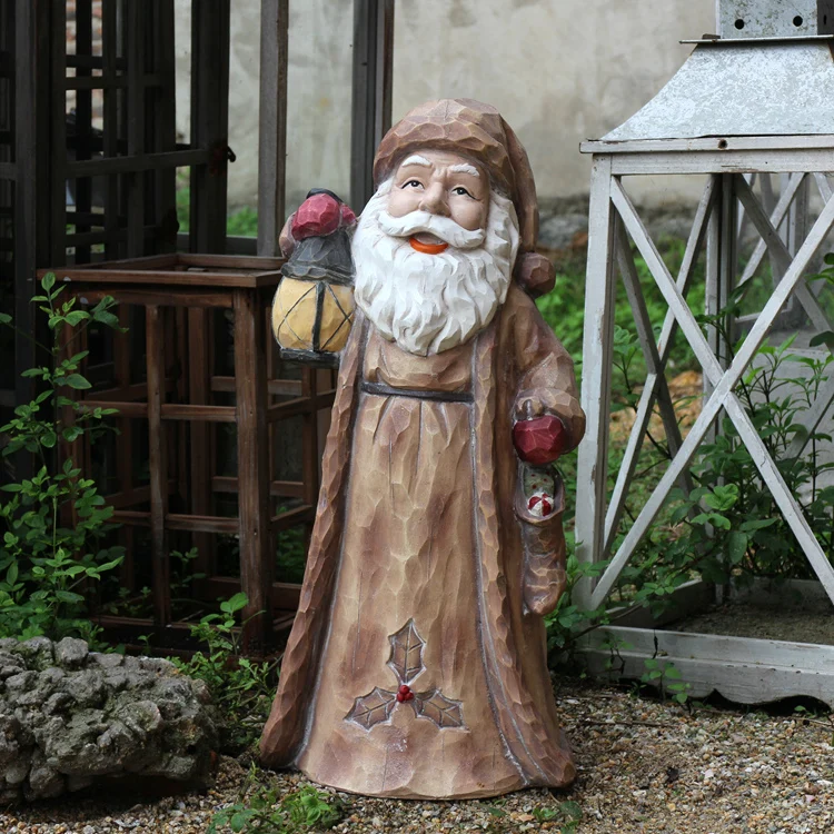 

Santa Claus With A Wind Lamp On Floor Decoration Vintage Old Window Shop Ornaments