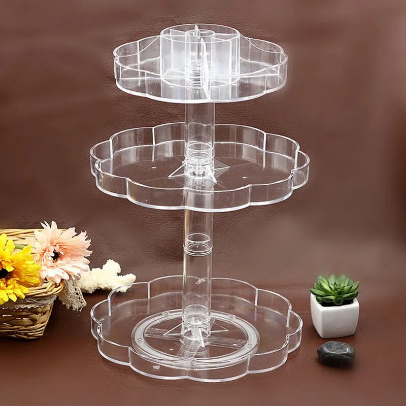 Вращающийся на 360 градусов Органайзер для макияжа Пластиковая Полка хранения