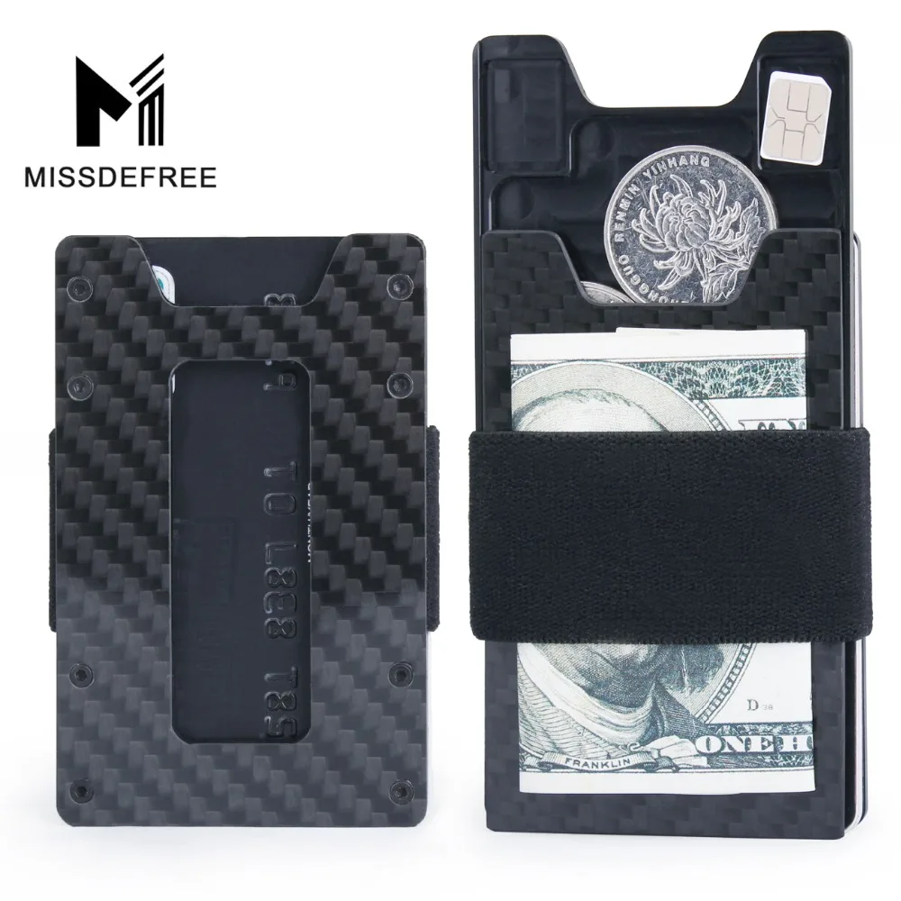 Минималистский углеродное волокно тонкий бумажник для Для мужчин и женщин