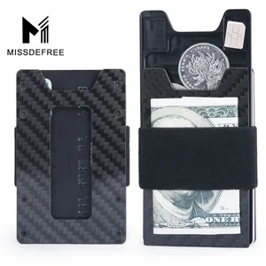 Минималистский углеродное волокно тонкий бумажник для Для мужчин и Для женщин Для мужчин тонкий передний карман бумажник и кредитные держатель для карт с функцией блокировки RFID