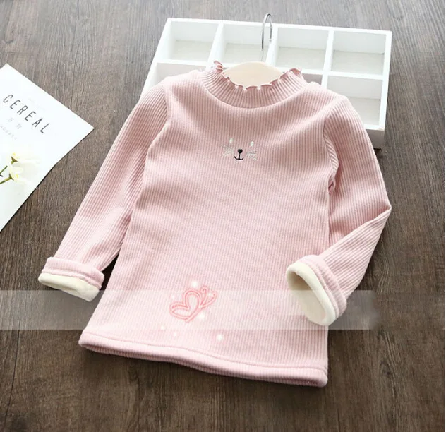 

Double Thickened Baby Girls Shirt Cute Cartoon Winter Long Sleeve T-shirt Young Children Cltohing 3-7 Years