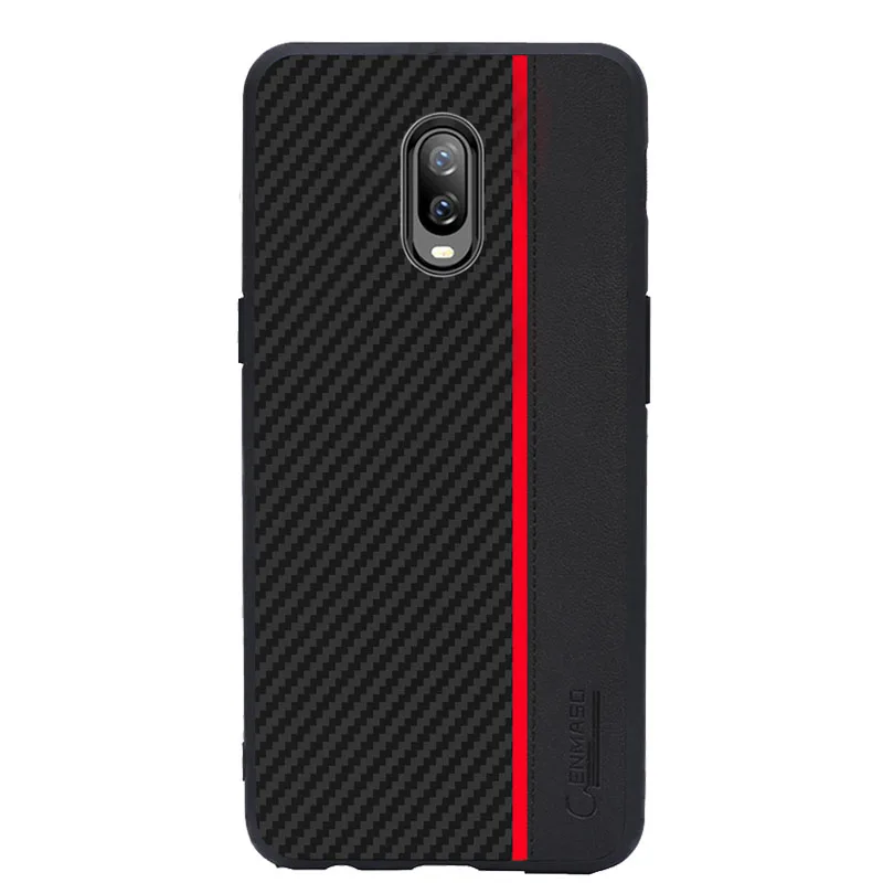 Для Oneplus 6T чехол CENMASO углеродное волокно Кожа Защита задняя крышка для OnePlus 7 Pro 5 5t 6 6t чехол для телефона - Цвет: Красный