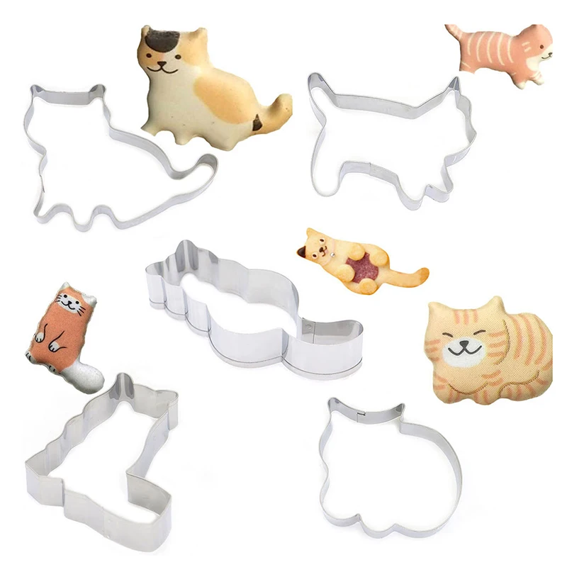 

5 шт./компл. формы для вырезания печенья в виде милого кота из нержавеющей стали Форма для торта и печенья DIY фреза для помадки