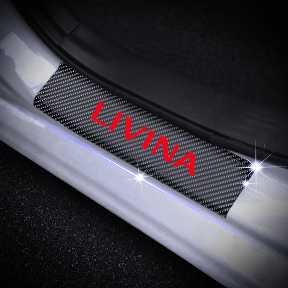 

Car Styling For Nissan Livina Carbon Fiber Vinyl Sticker Car Door Sill Protector Scuff Plate Door sill guard Car Accessories