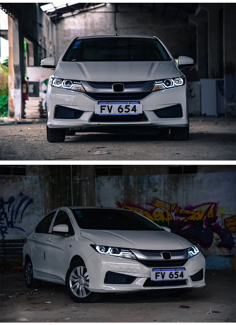 Для Honda City светодиодный головной фонарь Биксеноновая линза для проектора год HID комплект светодиодный фары дневного света ксеноновая лампочка